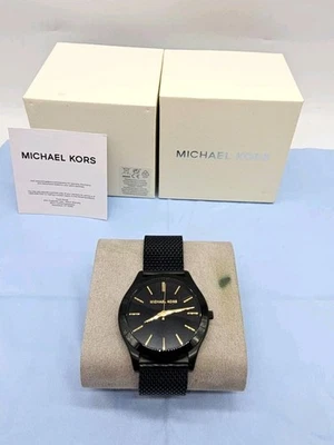 Michael Kors Men's Slim Runway Black-Tone Mesh Bracelet Watch MK8607 - Excellent - Image 1 of 4