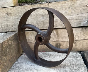Vintage Industrial Cast Iron 14 7/8" Wheel Pulley Cart Flywheel Garden Display - Picture 1 of 12