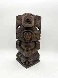 Estatua maya tallada a mano de colección tótem escultura azteca - Imagen 1 de 11