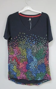 Joules Celina Navy Multi Leopard Print V Neck t shirt tunic top size 6 - 26 - Picture 1 of 3