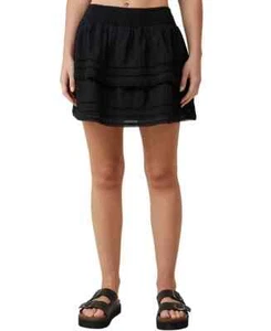 COTTON ON Women's Sz 6 Rylee Tiered Lace Smocked Waist Mini Skirt 2057399 Black - Picture 1 of 5