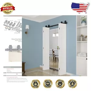 Comprehensive Heavy-Duty Barn Door Hardware Kit - 51in Track, 4 Doors, Rustic - Picture 1 of 8