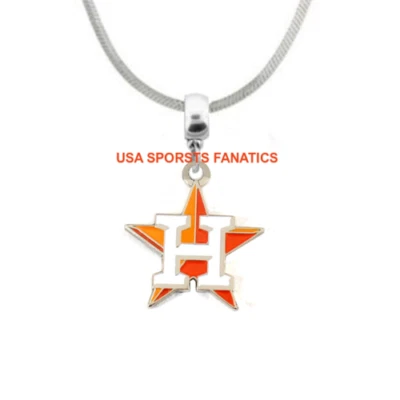 MLB - Houston Astros Team Logo Necklace On A 925 SS Snake Chain - Image 1 of 3
