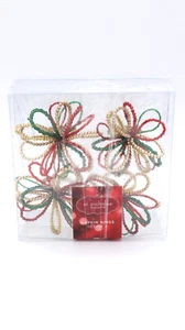 Set of 4 St. Nicholas Square Beaded Christmas Napkin Rings - Picture 1 of 4