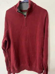 Pullover Eddie Bauer Rojo Alto XL 1/4 Cremallera Polar Cuello Simulado Para Hombres Algodón Sin Cremallera - Imagen 1 de 5