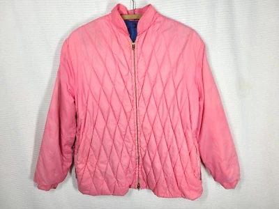 Chaqueta De Colección Años 50 Rosa Acolchada Cremallera Nylon M Latón Cadena Cremalleras Forro Azul Retro Foto 1 de 4