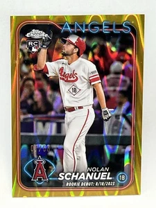 2024 Topps Chrome Update Nolan Schanuel Gold RayWave #7/50 USC68 Angels - Picture 1 of 4