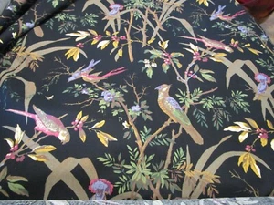 Vtg Thibaut Floral Birds floral Drapery Fabric 100 % cotton 1999 NOS 56" W retro - Picture 1 of 11