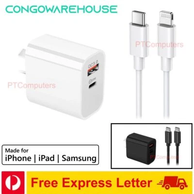 20W DUAL USB Wall Charger Fast PD Power Adapter Type C QC3.0 Android iPhone iPad - image 1 of 4