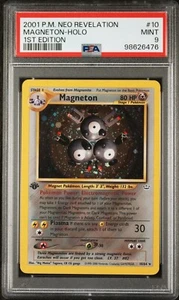 PSA 9 Mint Pokemon 2001 Neo Revelation #10 MAGNETON 1st Edition Holo 10/64 - Photo 1 sur 2