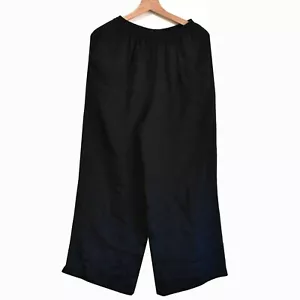 Eskandar Pants Trousers Size 1 Black Silk Pull On Elastic Waist Z28 - Picture 1 of 7