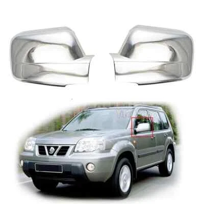 Cubierta de tapa de marco lateral de espejo retrovisor cromada para 01-07 Nissan X-Trail 2 piezas Foto 1 de 4