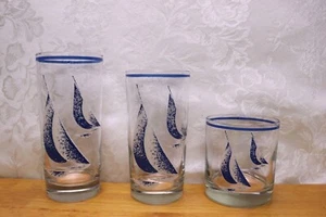 Trinkware Noritake läuft kostenlose Käuferauswahl! 14 Unzen, 12 Unzen, 8 Unzen blaue Segelboote - Bild 1 von 4