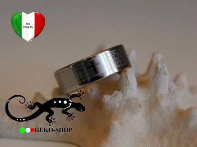 ANELLO UOMO DONNA ACCIAIO FEDINO FASCIA CON PREGHIERA PADRE NOSTRO IN SPAGNOLO - Immagine 1 di 4
