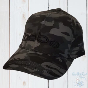 NWT BEBE AUTHENTIC WOMEN'S BLACK CAMO EMBROIDERED AOP LOGO BASEBALL CAP - Picture 1 of 6