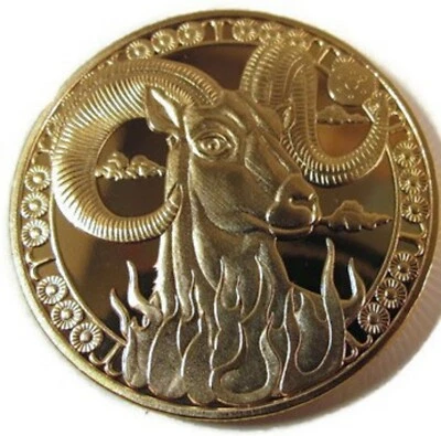 ARIES ZODIAC SIGN with a BOY SCOUTS symbol on a 1 1/2"  CHALLENGE COIN  - Image 1 of 2