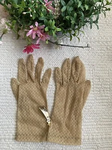 VINTAGE HARMS OF CALIFORNIA "MARILYN" GLOVES FANTASTIC BROWN MESH NEW - Picture 1 of 9