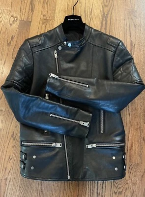 Balenciaga Black Leather Zipper Moto Jacket.  40 US 50 EURO - Image 1 of 4
