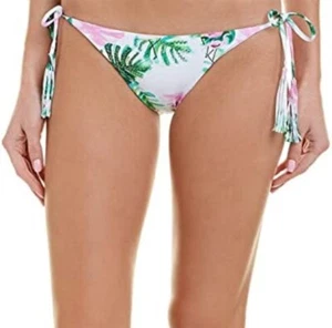 NWT Pilyq Mingos S Palm Side-Tie Beaded Ruched Bikini Swim Bottom #106802 - Picture 1 of 1