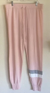 New PJ Salvage Pajama Bottom Large Pink Gray and White Stripe - Picture 1 of 6
