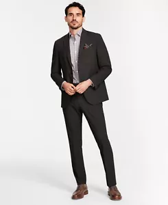 Kenneth Cole Reaction Slim Fit Men's Dark Grey/Sage 2 Piece Suit, 46S, 40W x 32L - Picture 1 of 1