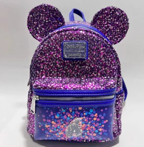 Disney Loungefly Purple Sequin Sparkling Mini Backpack NO TAG - Picture 1 of 1