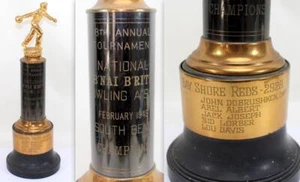 1949 B'nai B'rith Bowling A'ssn South Bend Champions Trophy Bay Shore Reds - Picture 1 of 11