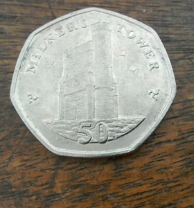 2016 Isle of Man 50p Coin "Milner's Tower" (From Circ'n - Est'd Grade: "VF") - Picture 1 of 3