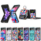 Fashion Print+Finger Ring Holder Phone Case Cover For Samsung Galaxy Z Flip 4 3