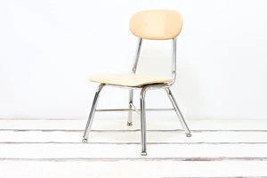 Vintage Small Molded Plastic Melamine and Chrome Metal Desk Chair School #1 - Picture 1 of 15