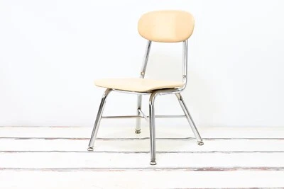 Vintage Small Molded Plastic Melamine and Chrome Metal Desk Chair School #1 - Image 1 of 4