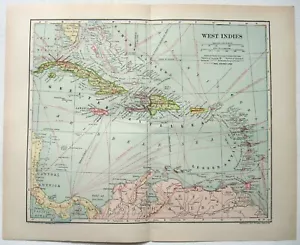 West Indies - Original 1910 Dated Map by Dodd Mead & Co. Antique - Picture 1 of 3