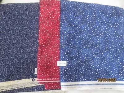 3 different 1 yd x 44" ea coordinating Fabric Traditions 2016 Red & Blue Stars - - Image 1 of 4