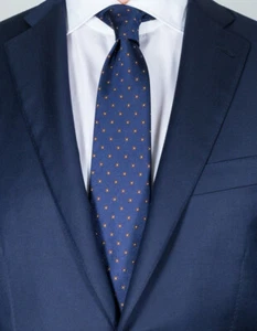 Corbatas Cesare Attolni en azul oscuro con flores marrón-blanco - Imagen 1 de 1