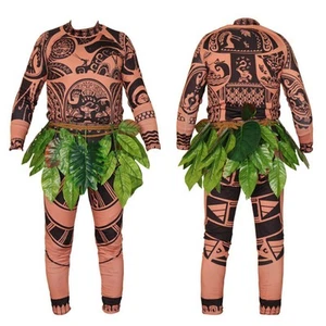 Mens Moana Maui Costume Cartoon Role Play Carnival Fancy Dress Up Cosplay Outfit - Picture 1 of 10