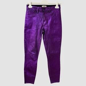 L'Agence Margot Coated Metallic Purple Skinny High Rise Jeans US28 ($290) - Picture 1 of 8