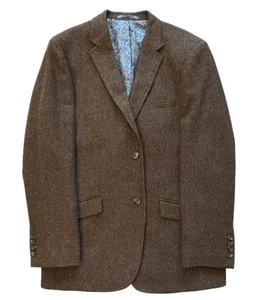 Abrigo deportivo blazer James Tattersall London marrón lana espiga, talla 40 - Imagen 1 de 7