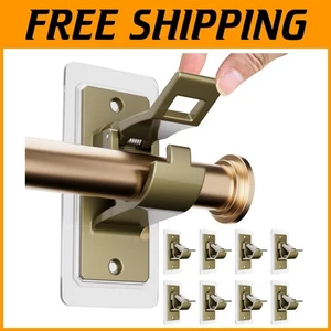 No-Screw Curtain Rod Holders - 8 Pack, Rustic Brown - Picture 1 of 9