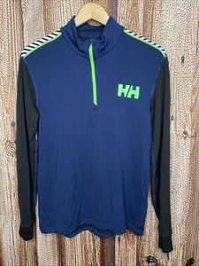 Helly Hansen Base Layer Shirt Men Blue 1/4 Zip Athletic Performance Size Medium - Picture 1 of 4