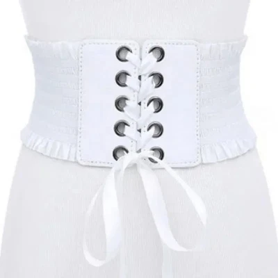 Women Elastic Belt Fashion Stretch Tassels Buckle Wide Dress Corset Waistband - Image 1 of 4
