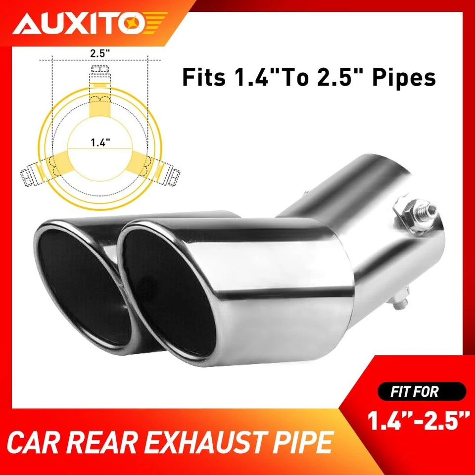 Accesorios silenciador punta trasera doble tubo de escape trasero coche reemplazo automático plateado Foto 1 de 4