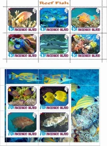 Stamp blocks Reef Fish Askension Islands 2011 - Picture 1 of 1
