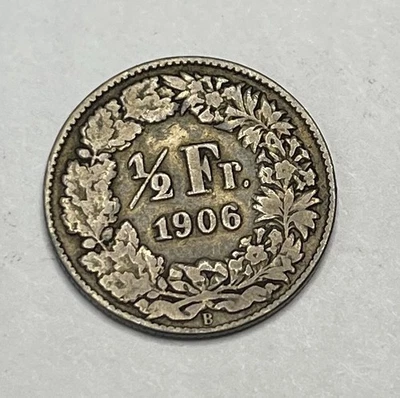 1906 B Switzerland 1/2 France Coin - 83.5 % Silver - WDGVC05SW - Image 1 of 2