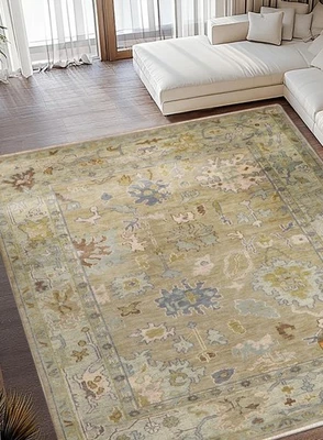 Hank Woven Sandra Earthy Mist Contemporary Hand-Knotted Soft Wool Area Rug - Image 1 of 4