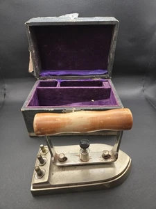 Antique Travel Iron in Velvet Lined Case | Decorative Miniature Electric Iron - Picture 1 of 7