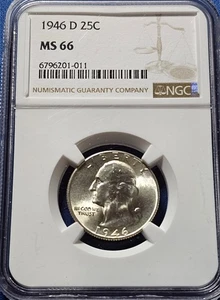 A 1946 D Washington Quarter NGC MS66!!! - Picture 1 of 2