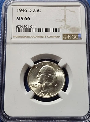 A 1946 D Washington Quarter NGC MS66!!! - Image 1 of 2