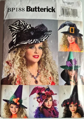 BUTTERICK PATTERN BP188 4888 WITCH  HATS MISSES SIZES XS S M L  PARTIALLY  CUT - Image 1 of 2