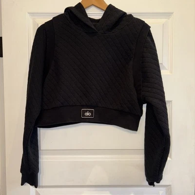 Alo Hoodie Womens M Quilted Arena Cropped Gym Running Sweatshirt Pullover No Tag - Image 1 of 4