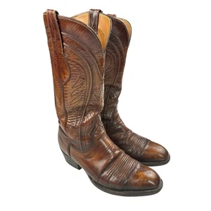 7D ⭐ LUCCHESE ⭐ SAN ANTONIO ⭐ ITALIAN GOAT ⭐ VINTAGE ⭐ BROWN WESTERN BOOT *flaws - Picture 1 of 24